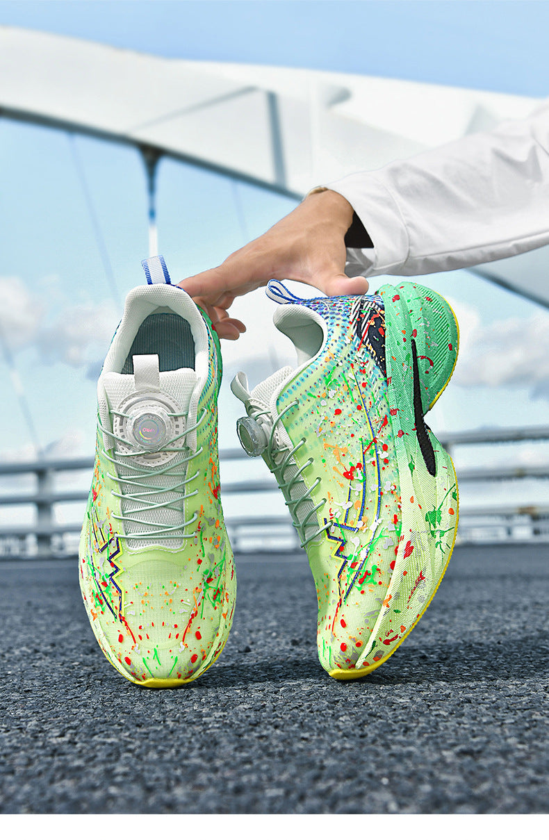 Men's and Women's Same Style Running Shoes Carbon Plate Running Shoes Luminous Camouflage Swivel Buckle Casual Shoes Long-Distance Running Exercise Professional Sports Shoes