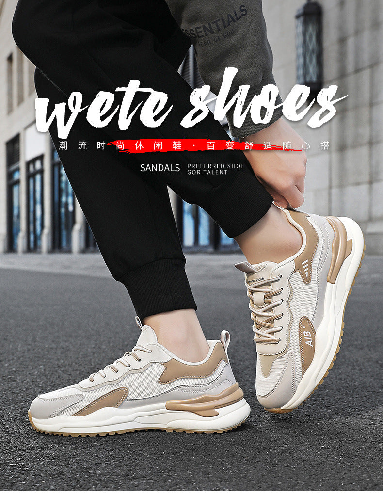 2025 Summer New All-match Men's Shoes Mesh Breathable Lightweight Soft Sole Running Shoes Men's Casual Sports Trendy Shoes