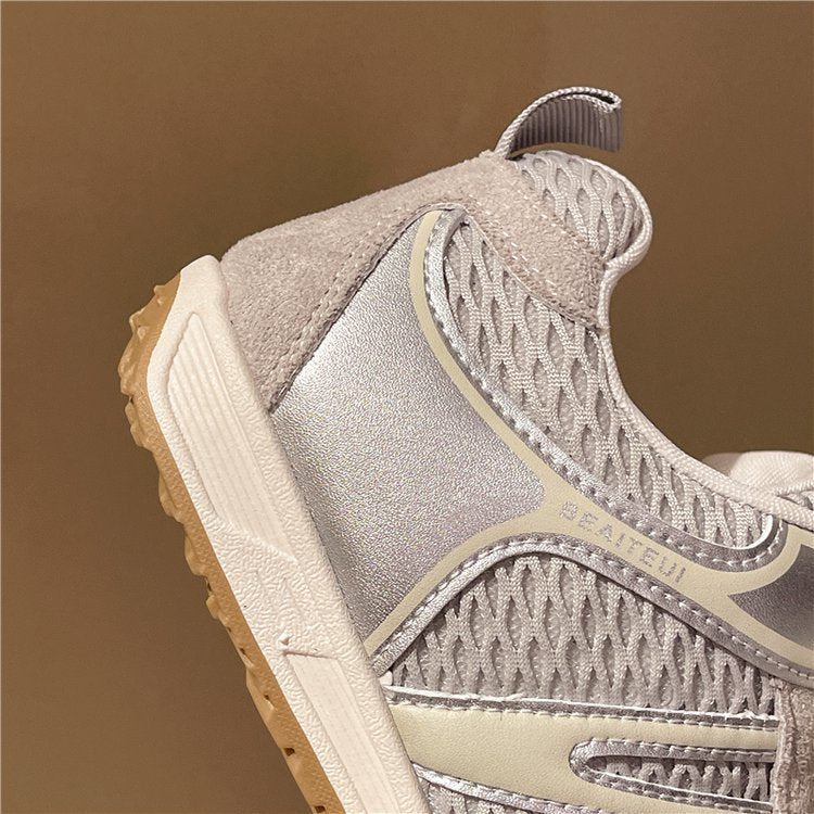 Summer Mesh Breathable Moral Training Shoes for Women 2025 New Versatile Mesh Forrest Gump Shoes Lace-Up Thick-Soled Casual Sports Shoes