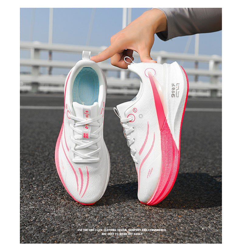 Running Shoes, Sports Shoes, Racing Shock-Absorbing Ultra-Light Running Shoes for Male Teenagers and Students, Carbon Plate Racing Breathable Fly-Woven Mesh