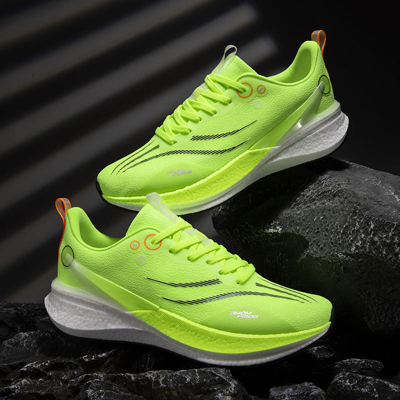 Running Shoes, Sports Shoes, Racing Shock-Absorbing Ultra-Light Running Shoes for Male Teenagers and Students, Carbon Plate Racing Breathable Fly-Woven Mesh