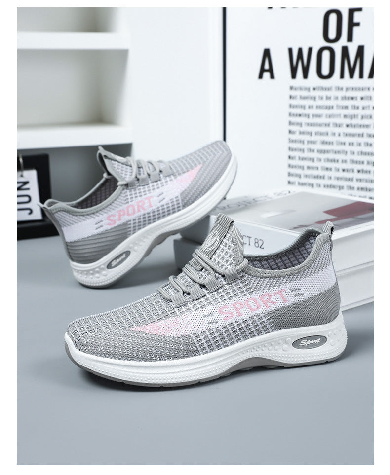 Sports Shoes for Women, Summer New Breathable Mesh Shoes, Fly-Knit Soft-Soled Running Shoes, Comfortable and Not Tiring for Feet, Casual Women's Shoes