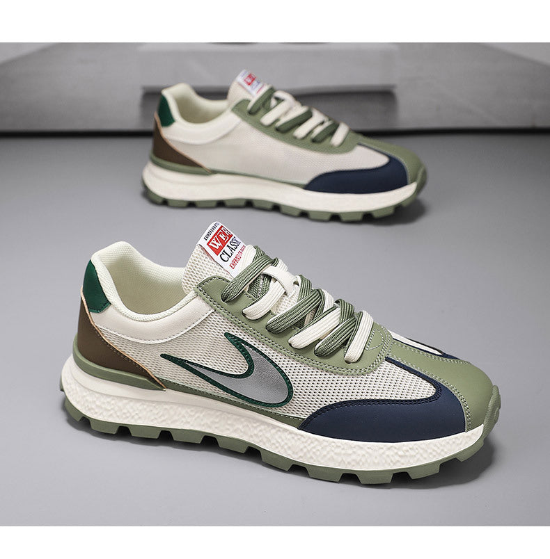Men's Shoes, New Autumn Style, Breathable, Lightweight, Soft-Soled Running Shoes, Youth Fashion Casual Shoes, Single Mesh Color-Blocking Sports Trendy Shoes