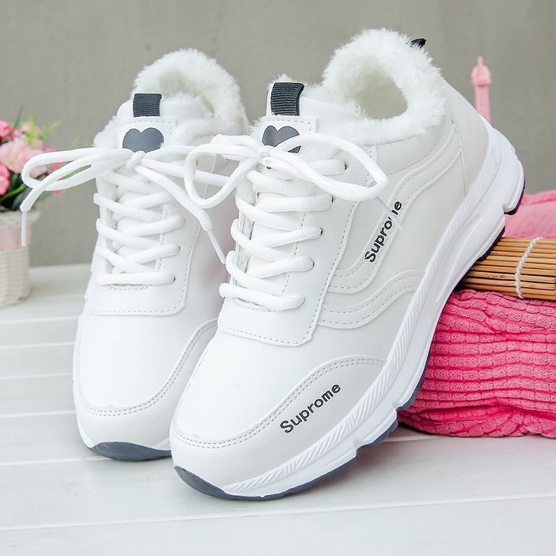 Sneakers Women's Shoes Spring 2022 New ins All-match Running Shoes Winter Fleece-added Cotton Shoes Casual White Shoes
