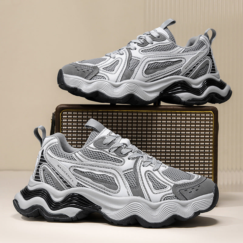 Autumn and Winter Height-Increasing Casual Running Shock-Absorbing Sports Shoes for Men, Youth Trendy Breathable Casual Mesh Dad Shoes