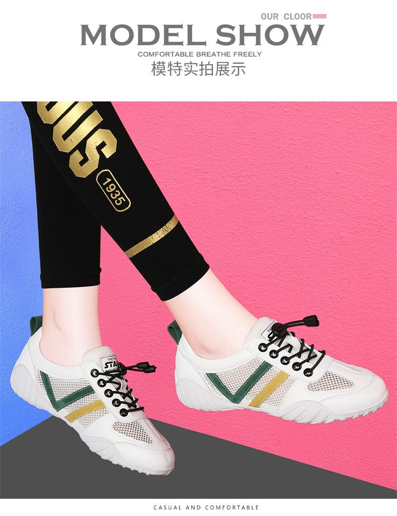Shoes 2025 New Women's Sports Casual Shoes Ins All-match Summer Mesh Shoes Breathable Mesh Flat White Shoes Trendy