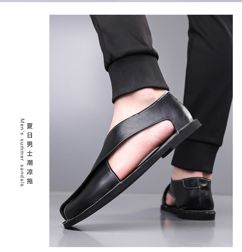 Italian Leather Sandals for Men Summer Sandals Men Casual Shoes Black Fashion Gladiator Sandals for Men Designer Shoes Zapatos