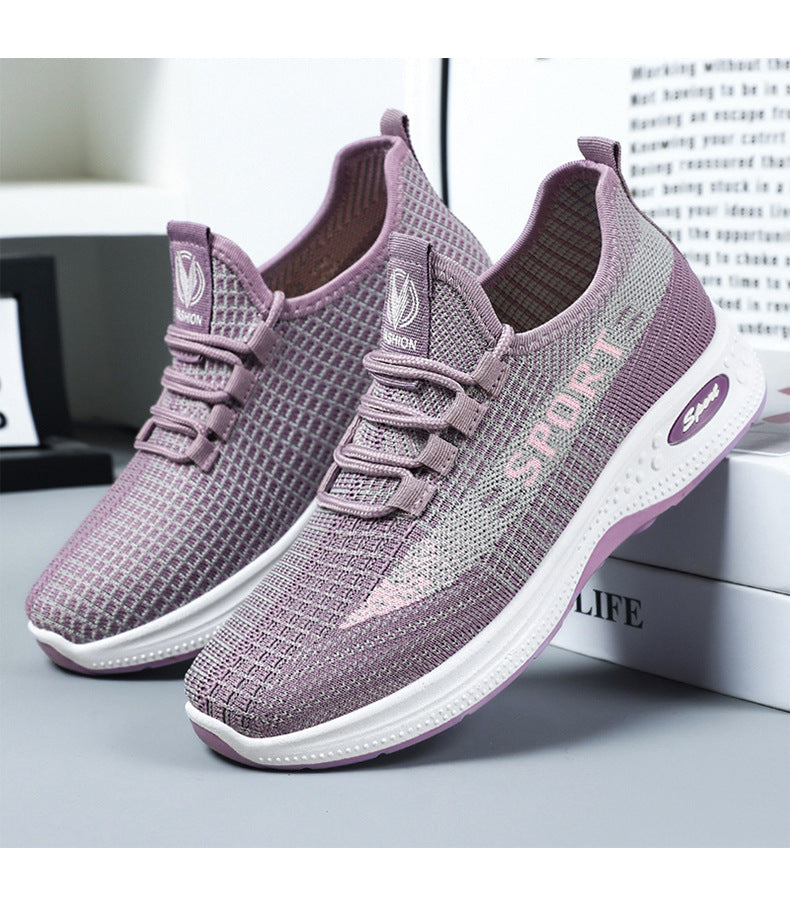Sports Shoes for Women, Summer New Breathable Mesh Shoes, Fly-Knit Soft-Soled Running Shoes, Comfortable and Not Tiring for Feet, Casual Women's Shoes