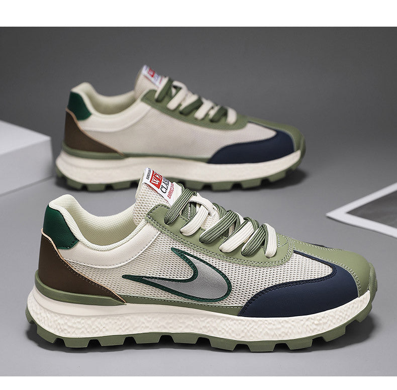 Men's Shoes, New Autumn Style, Breathable, Lightweight, Soft-Soled Running Shoes, Youth Fashion Casual Shoes, Single Mesh Color-Blocking Sports Trendy Shoes