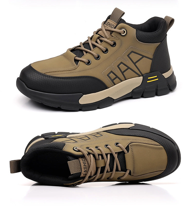 Youth Workwear Men's Shoes Autumn Casual Leather Shoes Men's Soft Sole All-match Fashionable sneaker Soft Leather Korean Style Trendy Shoes with Thick Sole