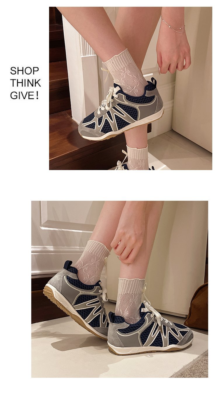 Summer Mesh Breathable Moral Training Shoes for Women 2025 New Versatile Mesh Forrest Gump Shoes Lace-Up Thick-Soled Casual Sports Shoes