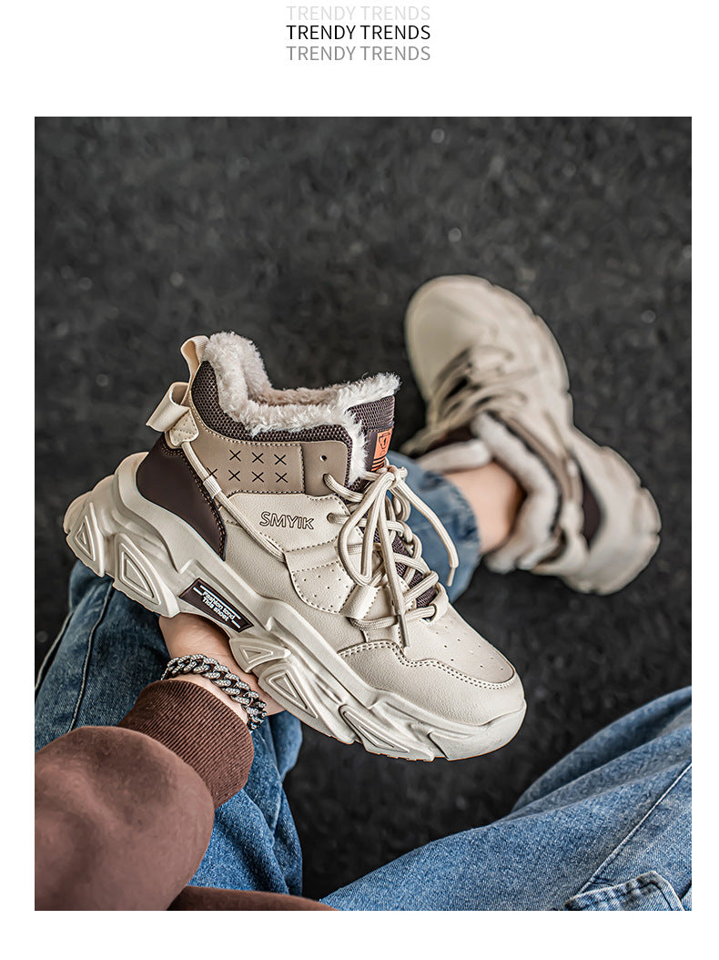 Men's Shoes New Fashion Brand fleece-lined Warm Running sneaker Increased High-end Sense Teenagers All-match Putian Torre Shoes
