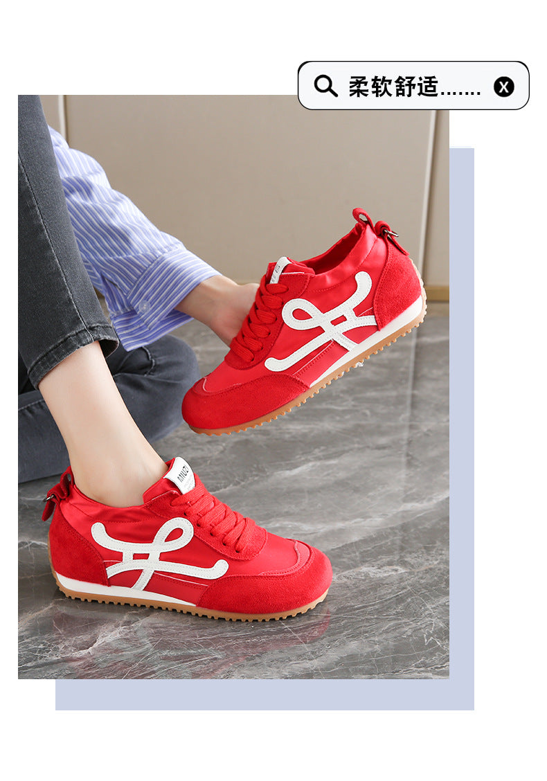 Women's 2025 New Summer Breathable Sports Shoes with 6cm Hidden Height Increase, German-Style Retro Running Shoes