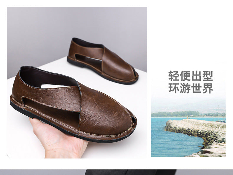 Italian Leather Sandals for Men Summer Sandals Men Casual Shoes Black Fashion Gladiator Sandals for Men Designer Shoes Zapatos