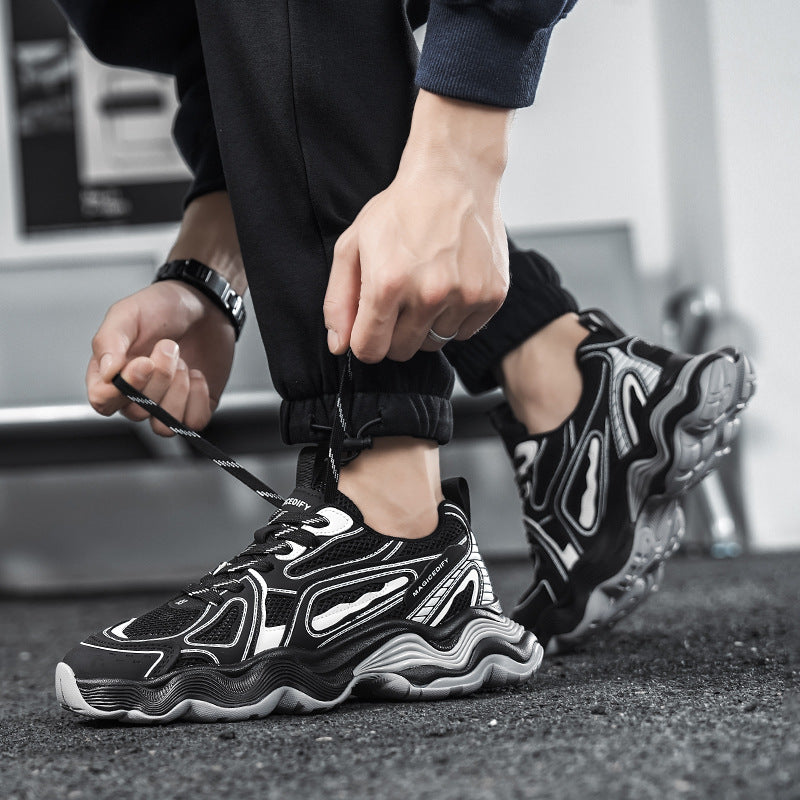 Autumn and Winter Height-Increasing Casual Running Shock-Absorbing Sports Shoes for Men, Youth Trendy Breathable Casual Mesh Dad Shoes