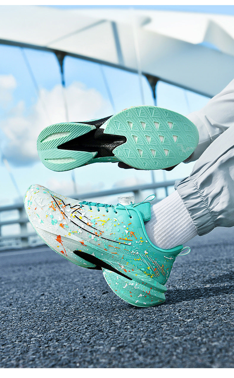 Men's and Women's Same Style Running Shoes Carbon Plate Running Shoes Luminous Camouflage Swivel Buckle Casual Shoes Long-Distance Running Exercise Professional Sports Shoes
