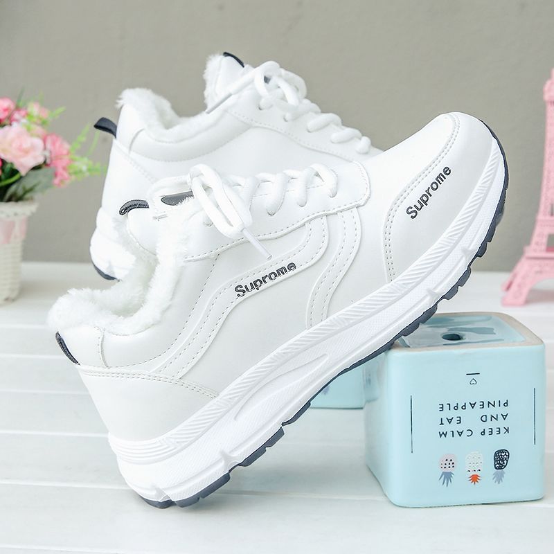 Sneakers Women's Shoes Spring 2022 New ins All-match Running Shoes Winter Fleece-added Cotton Shoes Casual White Shoes