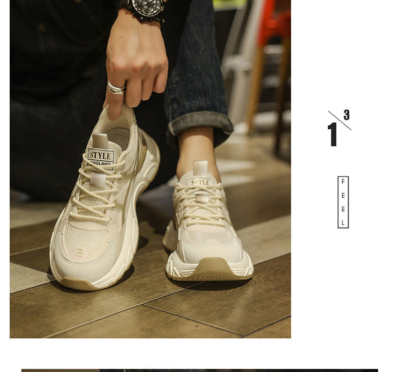 Men's New Spring Casual Comfortable Outdoor Versatile Soft-Soled Running Height-Increasing Sports Shoes for Students and Dads Trendy Shoes