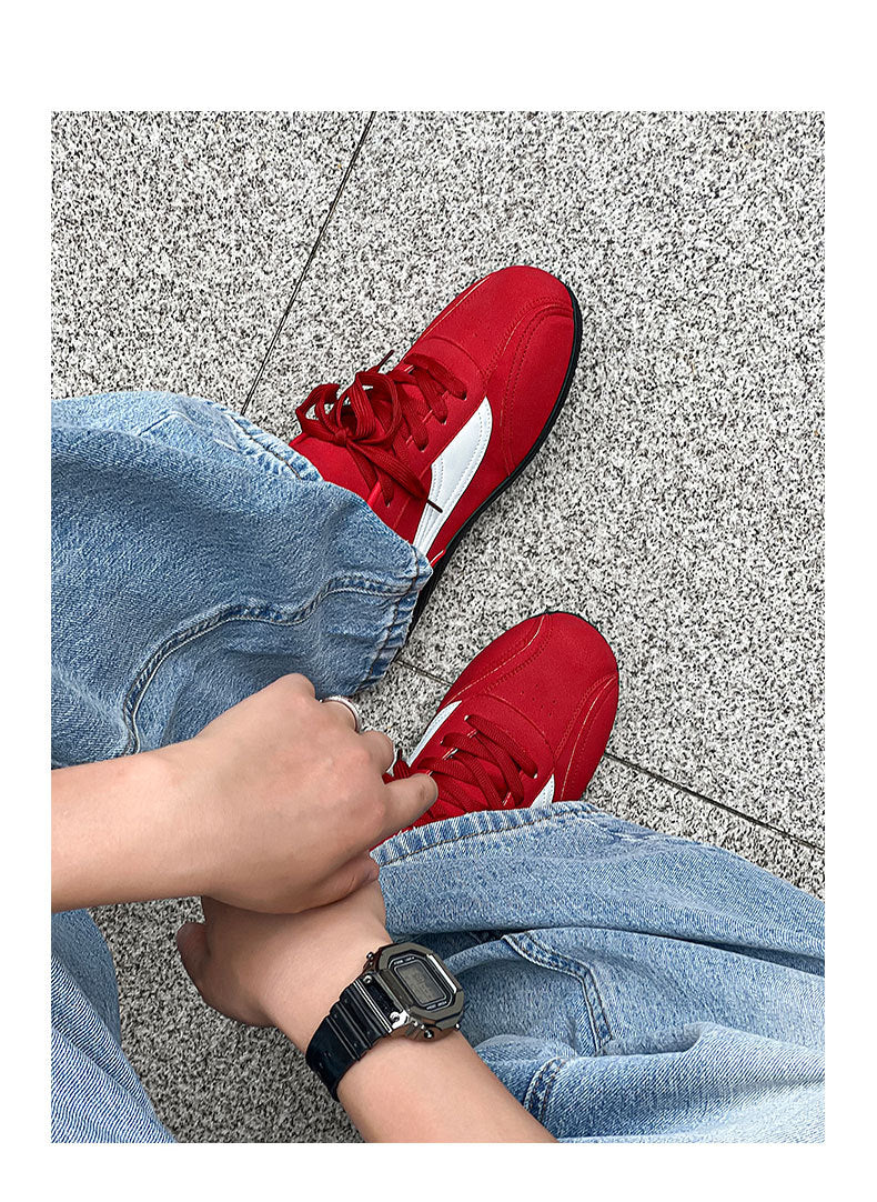 Red Racing Training Shoes for Men, New Mesh Breathable Running Shoes, Sports Casual Shoes, Apple Shoes, Leather Sc01