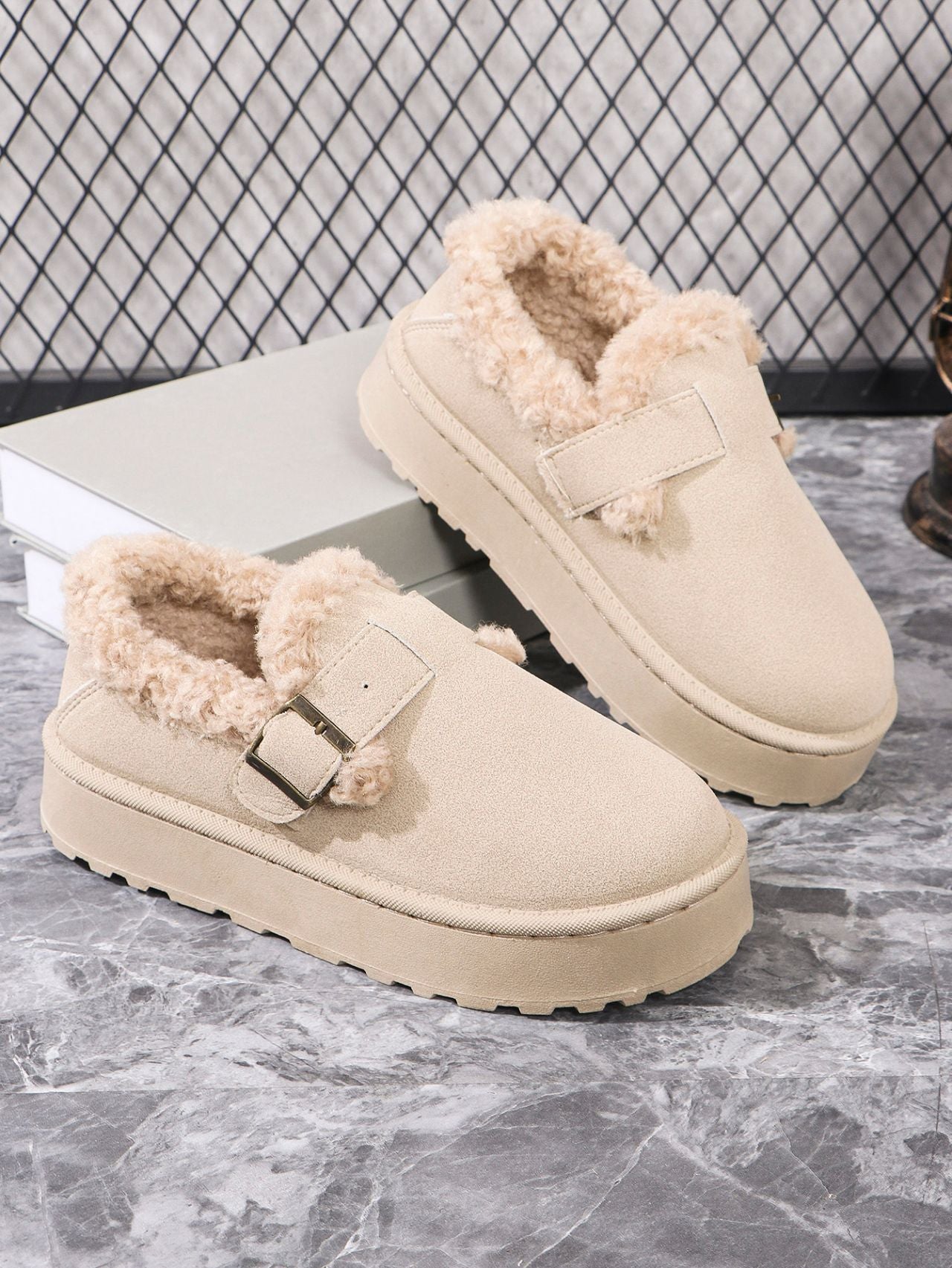 Retro Birkenstock Snow Shoes for Women, Fleece-Lined Loafers, 2026 New Winter Style, Slip-On Thick-Soled Warm Cotton Shoes