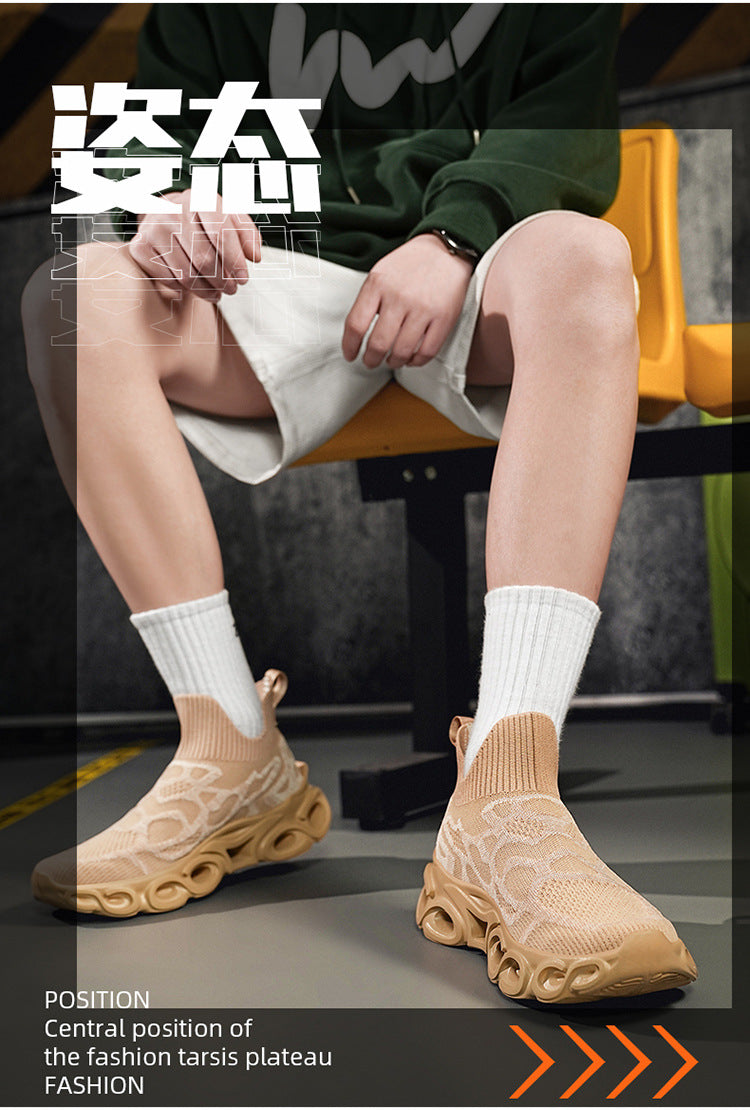 Men's Shoes Summer Breathable Flying Knitting Socks Men's Mesh Shoes Casual sneaker Blade Cross-border plus size Running Shoes Trendy