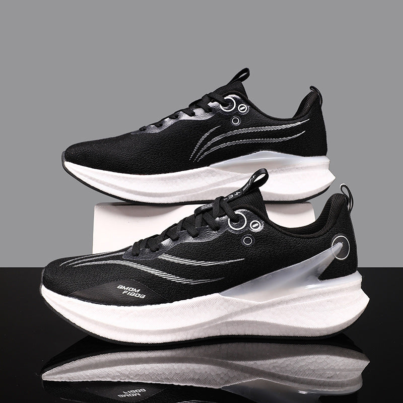 Running Shoes, Sports Shoes, Racing Shock-Absorbing Ultra-Light Running Shoes for Male Teenagers and Students, Carbon Plate Racing Breathable Fly-Woven Mesh