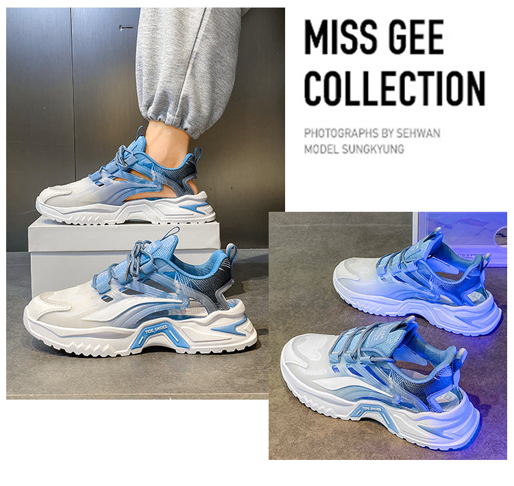 2025 New Summer Men's Sports Shoes for Students, Breathable Mesh Popular Mecha Hollow Frame Casual Sports Shoes