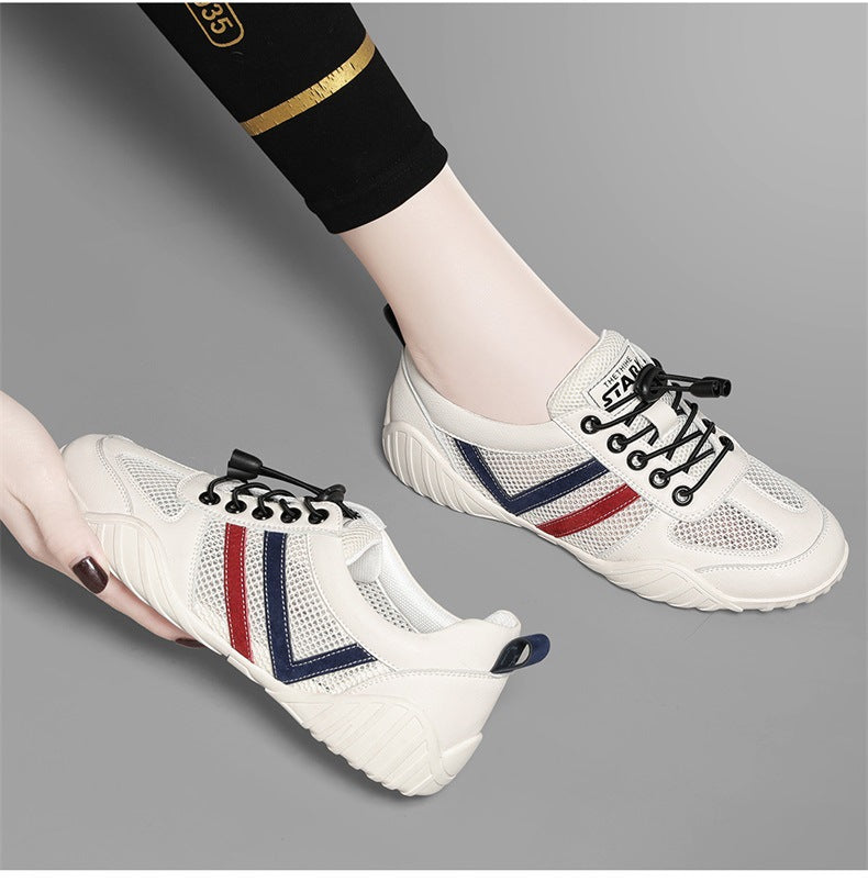Shoes 2025 New Women's Sports Casual Shoes Ins All-match Summer Mesh Shoes Breathable Mesh Flat White Shoes Trendy