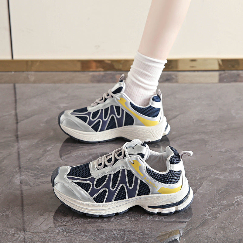 Dad Shoes for Women 2025 New Mesh Breathable Jogging Shoes Thick Sole Heightening Casual Sports Shoes