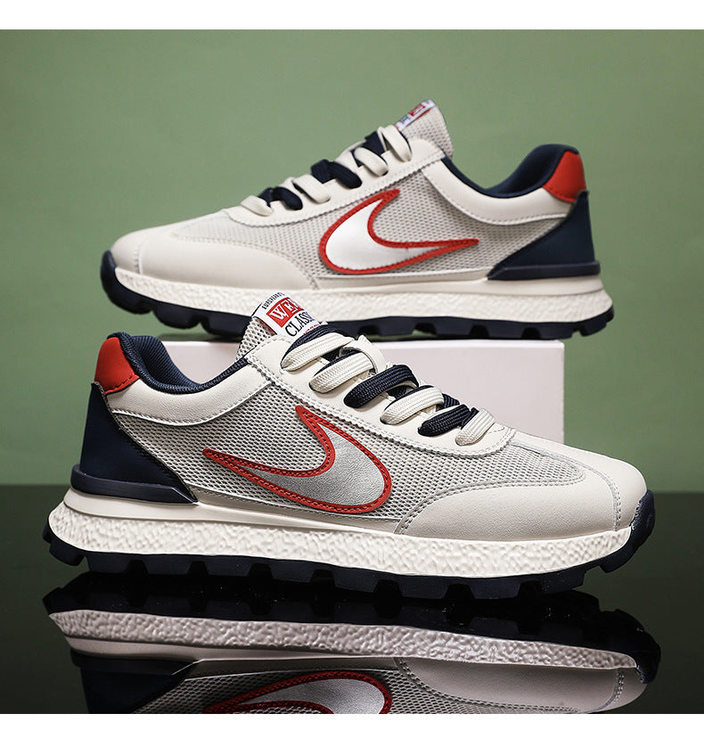Men's Shoes, New Autumn Style, Breathable, Lightweight, Soft-Soled Running Shoes, Youth Fashion Casual Shoes, Single Mesh Color-Blocking Sports Trendy Shoes