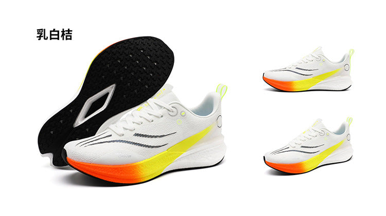 Running Shoes, Sports Shoes, Racing Shock-Absorbing Ultra-Light Running Shoes for Male Teenagers and Students, Carbon Plate Racing Breathable Fly-Woven Mesh