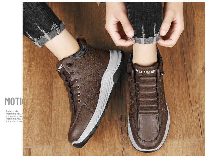 Casual Sports Leather Shoes Men's 2025 New Soft Sole Non-Slip Wear-Resistant Lightweight Fashionable Breathable Forrest Gump Shoes sneaker