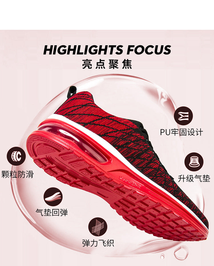 Men's Shoes 2025 Spring New Fluorescent Green Sports Breathable Mesh Air Cushion Non-Slip Casual Lightweight Couple Running Shoes