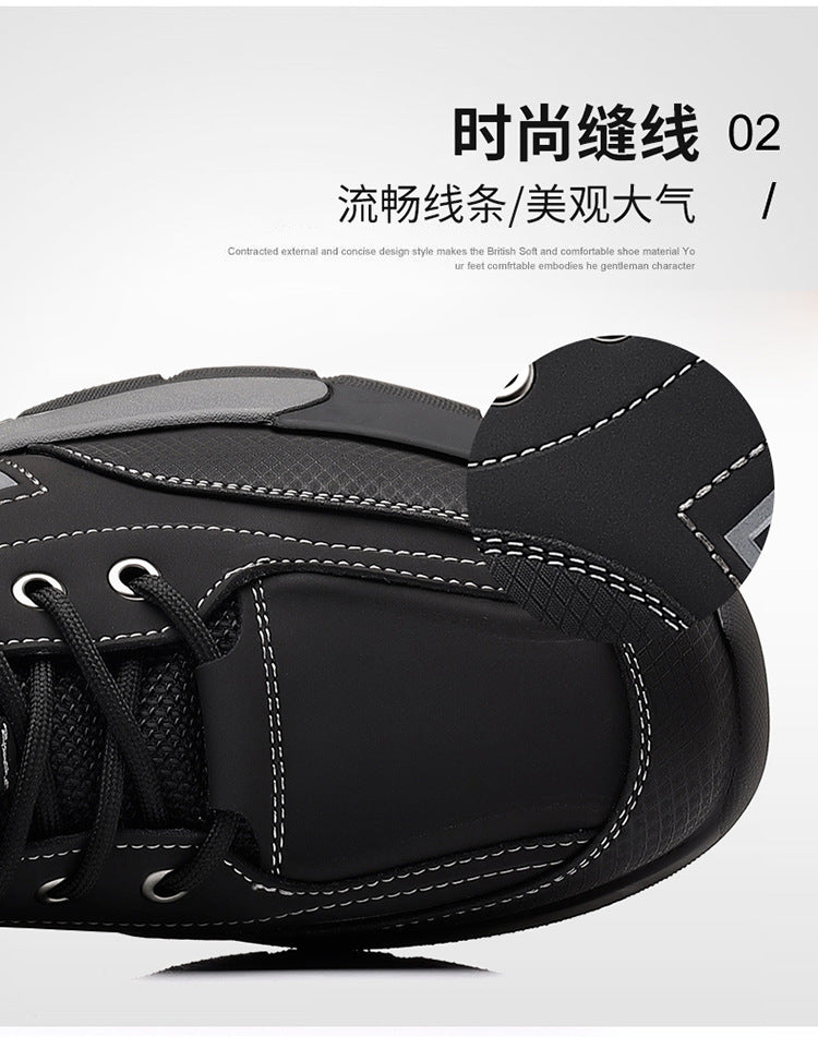 Youth Workwear Men's Shoes Autumn Casual Leather Shoes Men's Soft Sole All-match Fashionable sneaker Soft Leather Korean Style Trendy Shoes with Thick Sole