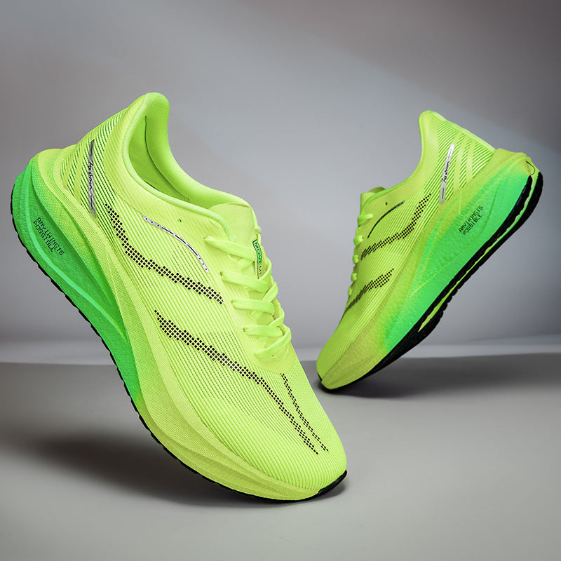 Summer Single Mesh Breathable Carbon Plate Running Shoes for Men, Body Test, High School Entrance Examination Racing Students, Professional Sports Shoes, Shock-Absorbing Running Shoes for Women