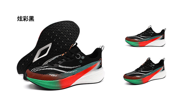 Running Shoes, Sports Shoes, Racing Shock-Absorbing Ultra-Light Running Shoes for Male Teenagers and Students, Carbon Plate Racing Breathable Fly-Woven Mesh