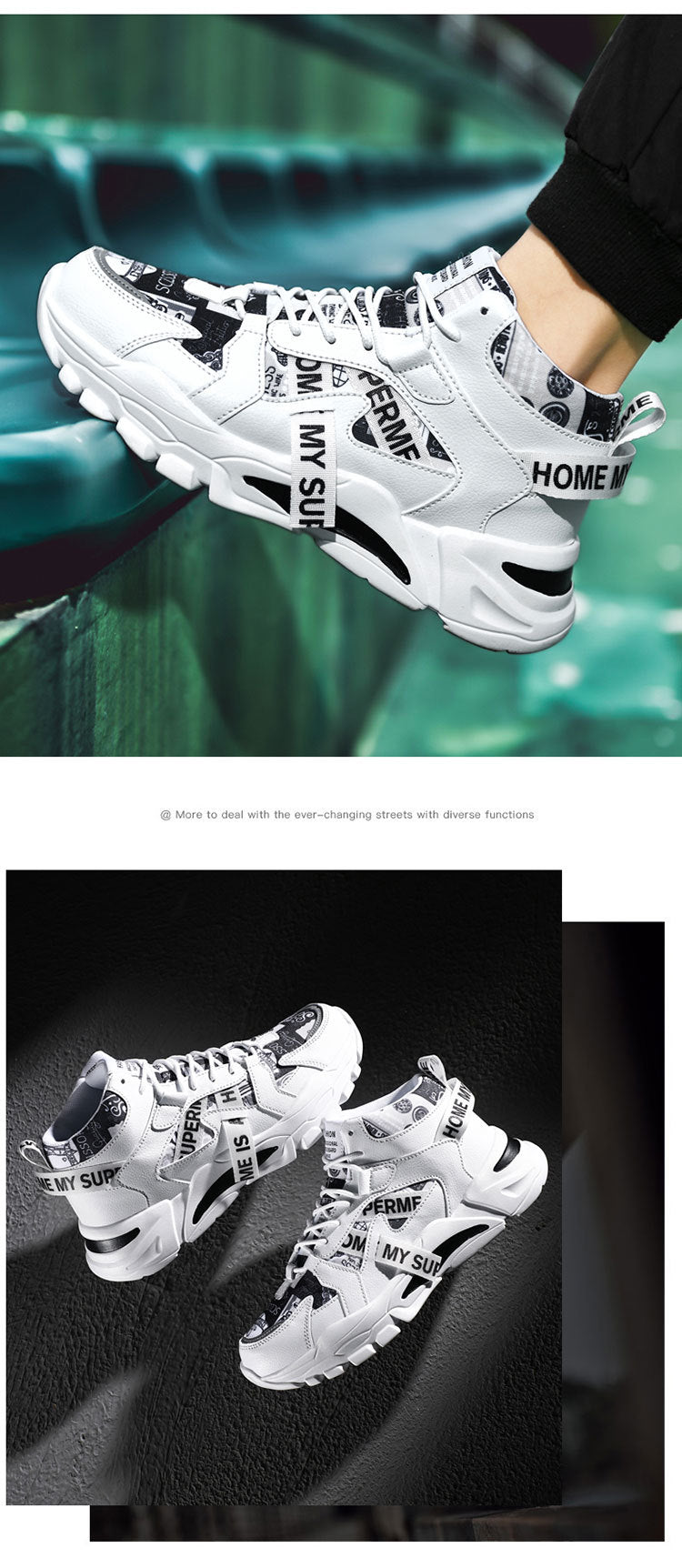 2024 New Fashionable Shoes Distinctive Autumn High-top Shoes Autumn and Winter Men's Shoes High-top Board Shoes Korean Fashionable Running Shoes for Students