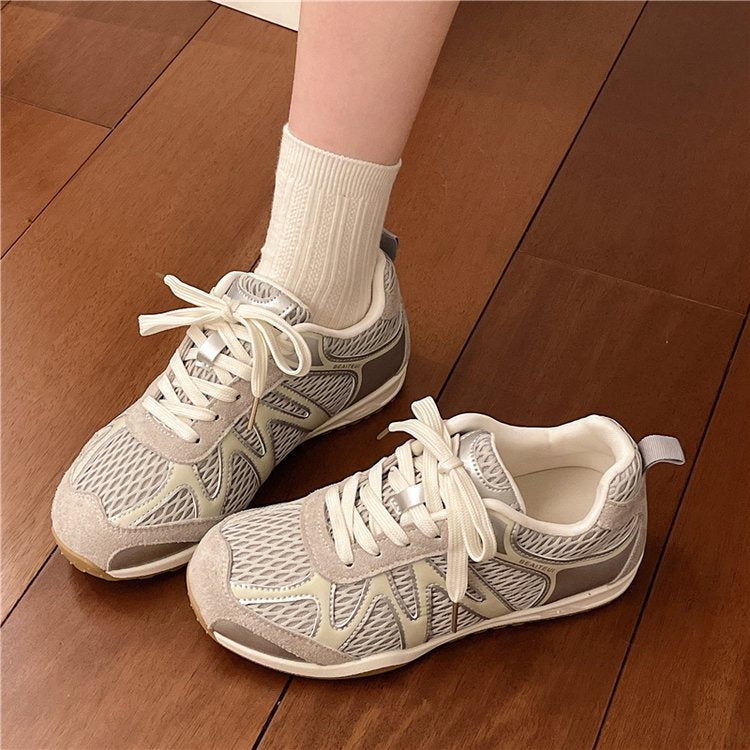 Summer Mesh Breathable Moral Training Shoes for Women 2025 New Versatile Mesh Forrest Gump Shoes Lace-Up Thick-Soled Casual Sports Shoes