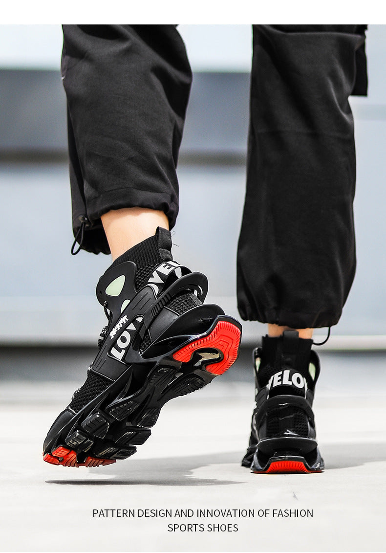 Cross-Border Large Size Men's Shoes, Trendy Height-Increasing Shoes, Men's Shock-Absorbing Running Shoes, Autumn Breathable Thick-Soled Soft-Soled Basketball Sports Running Shoes