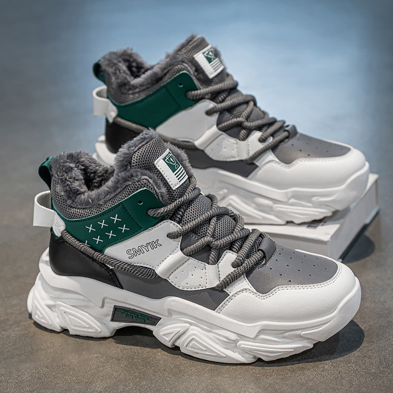 Men's Shoes New Fashion Brand fleece-lined Warm Running sneaker Increased High-end Sense Teenagers All-match Putian Torre Shoes