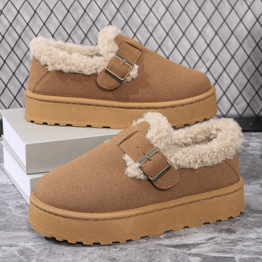Retro Birkenstock Snow Shoes for Women, Fleece-Lined Loafers, 2026 New Winter Style, Slip-On Thick-Soled Warm Cotton Shoes