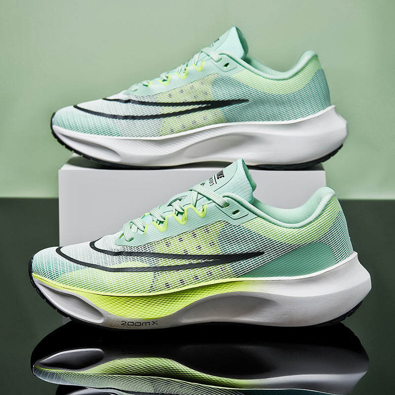 Men's Mesh Rebounding Cushioning Wear-Resistant Carbon Plate Lightweight Non-Slip Running Shoes Shock-Absorbing Flat-Soled Running Shoes Thin Low-Cut Style