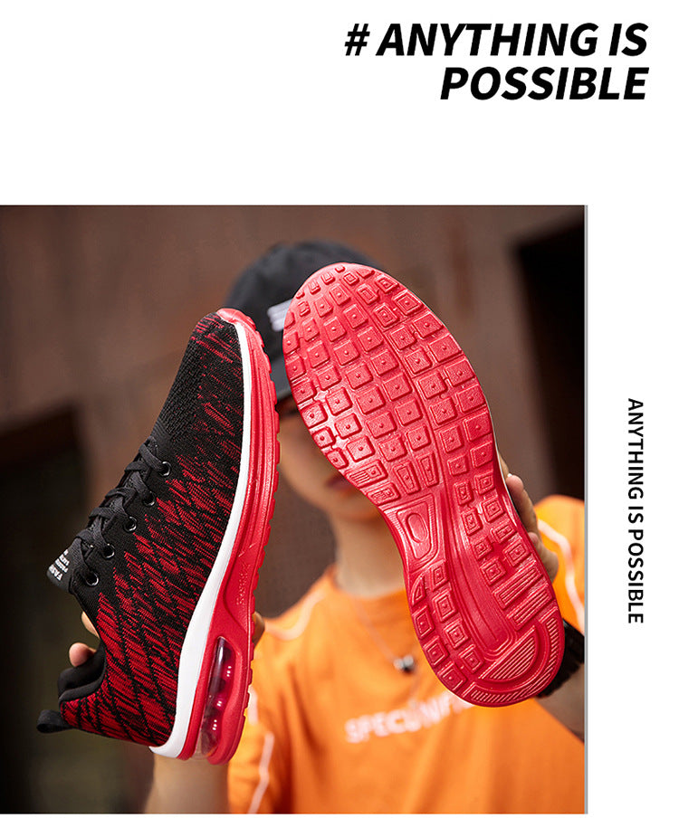 Men's Shoes 2025 Spring New Fluorescent Green Sports Breathable Mesh Air Cushion Non-Slip Casual Lightweight Couple Running Shoes