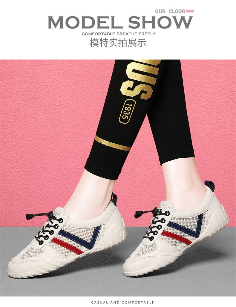 Shoes 2025 New Women's Sports Casual Shoes Ins All-match Summer Mesh Shoes Breathable Mesh Flat White Shoes Trendy