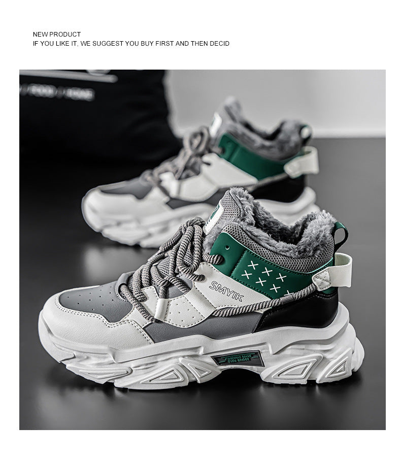 Men's Shoes New Fashion Brand fleece-lined Warm Running sneaker Increased High-end Sense Teenagers All-match Putian Torre Shoes