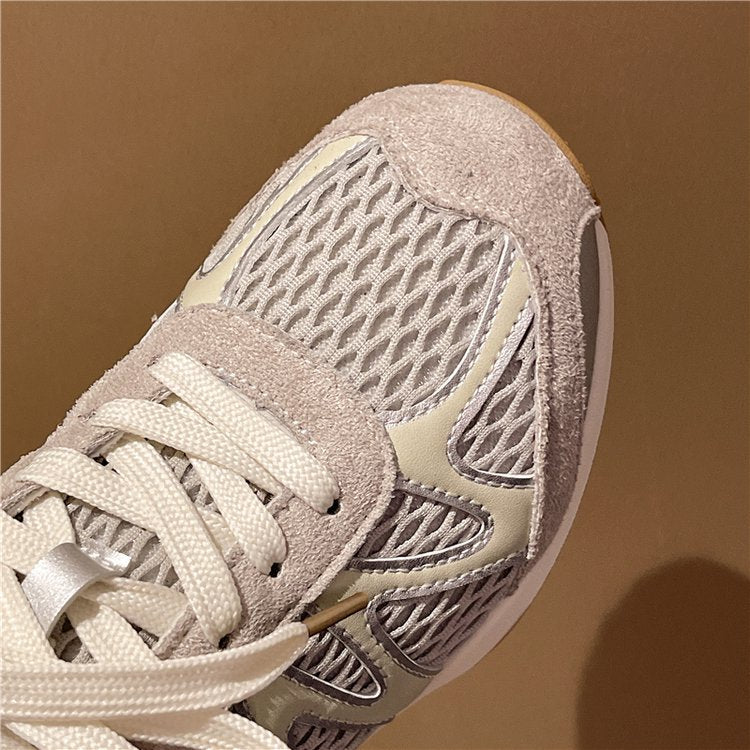 Summer Mesh Breathable Moral Training Shoes for Women 2025 New Versatile Mesh Forrest Gump Shoes Lace-Up Thick-Soled Casual Sports Shoes