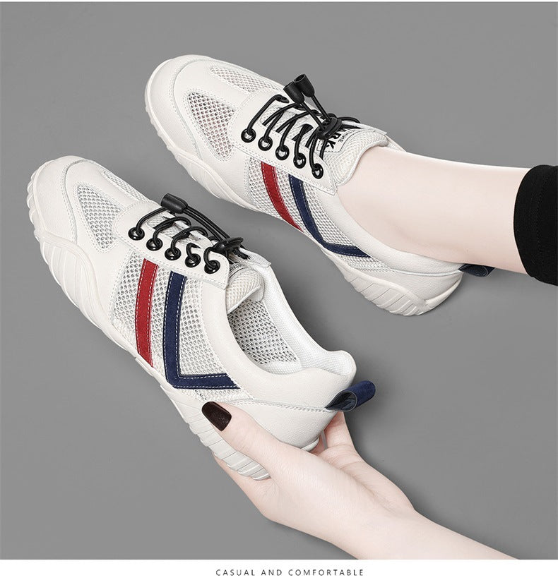 Shoes 2025 New Women's Sports Casual Shoes Ins All-match Summer Mesh Shoes Breathable Mesh Flat White Shoes Trendy
