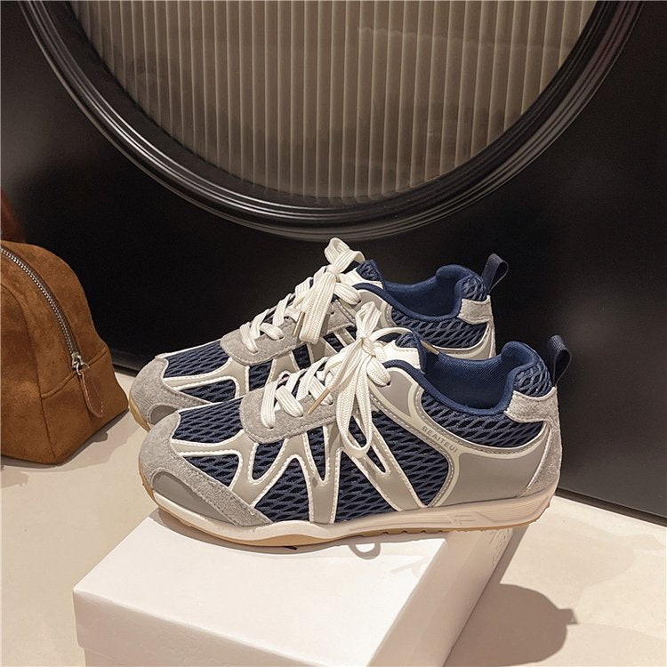 Summer Mesh Breathable Moral Training Shoes for Women 2025 New Versatile Mesh Forrest Gump Shoes Lace-Up Thick-Soled Casual Sports Shoes