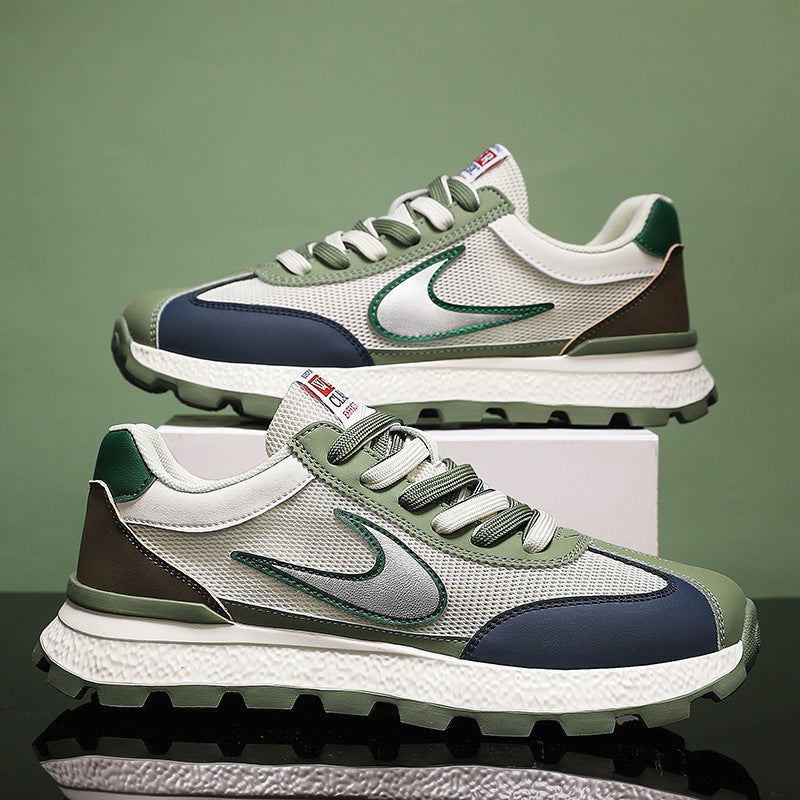 Men's Shoes, New Autumn Style, Breathable, Lightweight, Soft-Soled Running Shoes, Youth Fashion Casual Shoes, Single Mesh Color-Blocking Sports Trendy Shoes