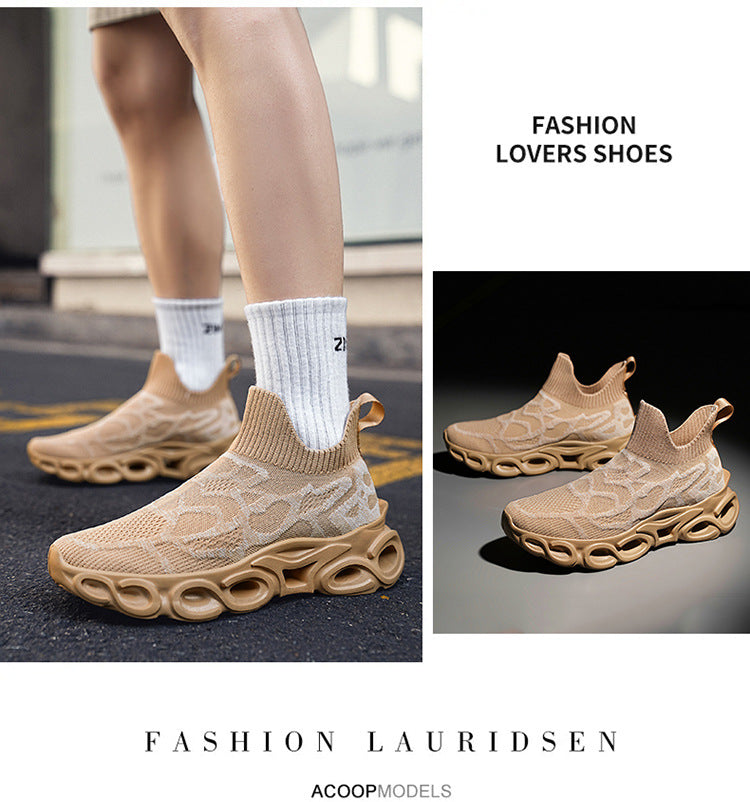 Men's Shoes Summer Breathable Flying Knitting Socks Men's Mesh Shoes Casual sneaker Blade Cross-border plus size Running Shoes Trendy